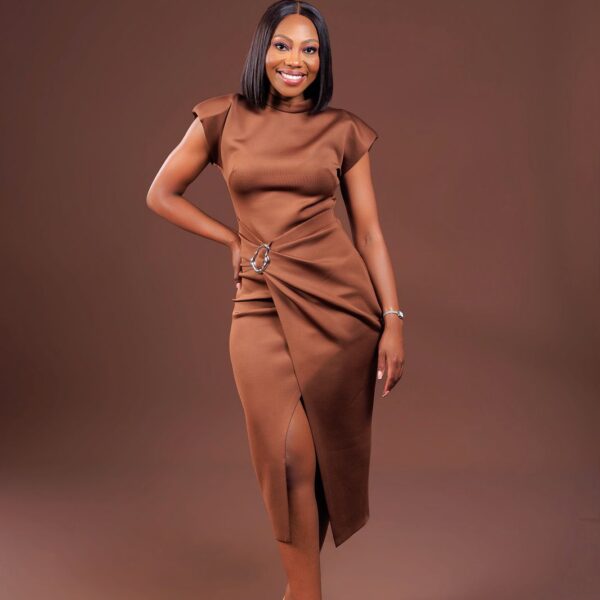 Adelaide Brown Wrap Midi Dress